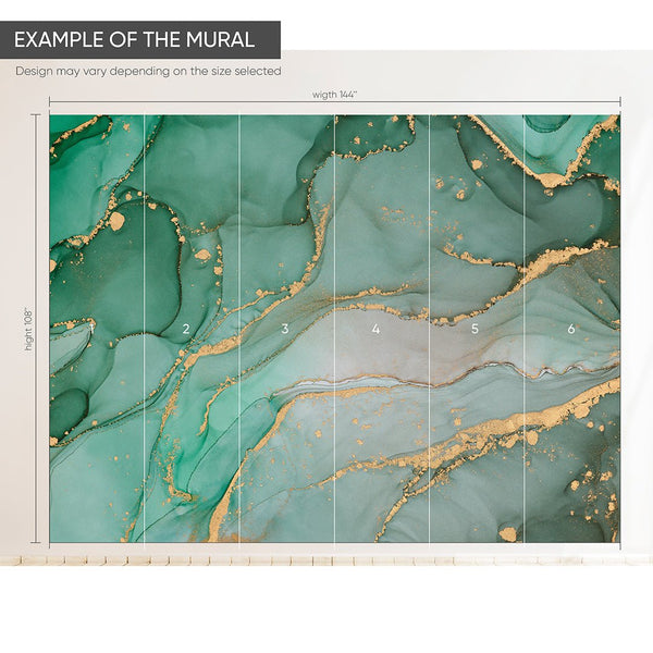 Green Watercolor Ink Wall Mural CCM053 - CostaCover - Peel and stick Removable Wallpaper - 3d wall murals - abstract wall art - abstract wallpaper