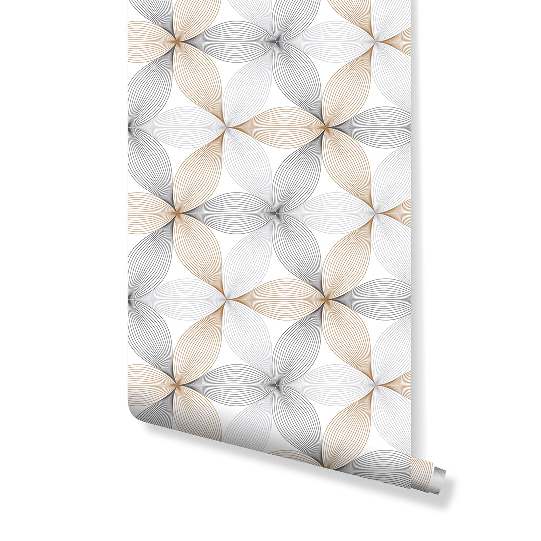 Self Adhesive Geometric Floral Linear Petal Flowers Removable Wallpaper CC184