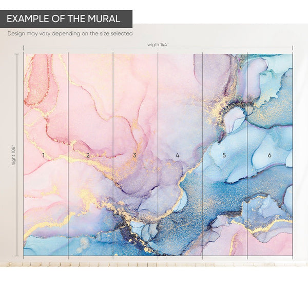 Pink & Blue Watercolor ink Wall Mural CCM015 - CostaCover - Peel and stick Removable Wallpaper - accent wallpaper - adhesive wallpaper - alcohol ink print