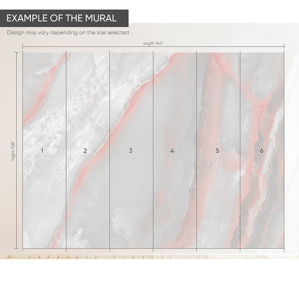 Gray & Pink Marble Texture Wall Mural CCM124 - CostaCover - Peel and stick Removable Wallpaper - abstract wallpaper - accent wallpaper - adhesive wallpaper