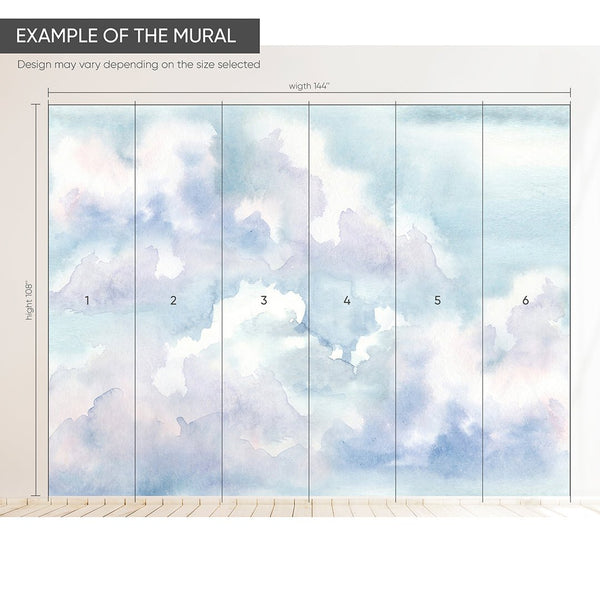 Watercolor Blue Sky Wall Mural CCM103 - CostaCover - Peel and stick Removable Wallpaper - 3d wall murals - 3d wall painting - Abstract