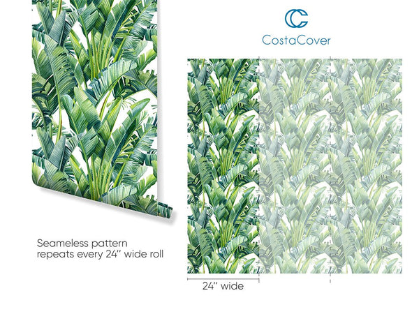 Tropical Banana Leaves Wallpaper CC247 - CostaCover - Peel and stick Removable Wallpaper - 3d wall murals - 3d wall painting - accent wallpaper