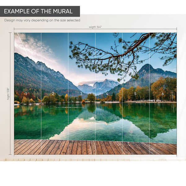 Mountain & Lake Wall Mural CCM032 - CostaCover - Peel and stick Removable Wallpaper - accent wallpaper - adhesive wallpaper - adhesive wallpaper design