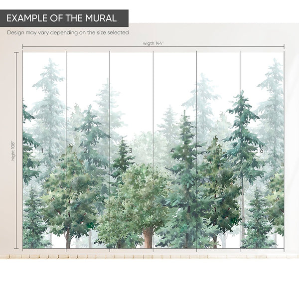 Watercolor Fairy Forest Wall Mural CCM045 - CostaCover - Peel and stick Removable Wallpaper - accent wallpaper - adhesive wallpaper - adhesive wallpaper design