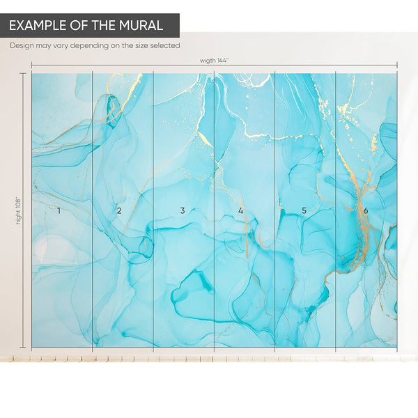 Light Blue Watercolor Ink Wall Mural CCM055 - CostaCover - Peel and stick Removable Wallpaper - 3d wall painting - abstract wallpaper - adhesive wallpaper