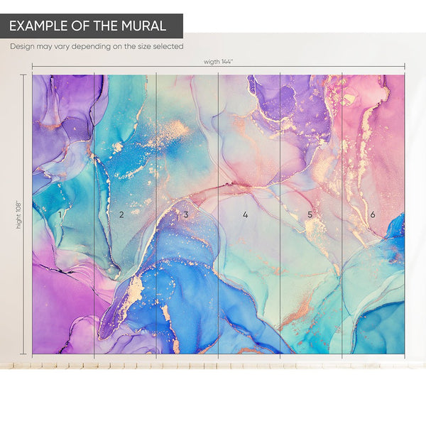 Pink Blue Purple Watercolor ink Wall Mural CCM068 - CostaCover - Peel and stick Removable Wallpaper - 3d wall murals - 3d wall painting - Abstract