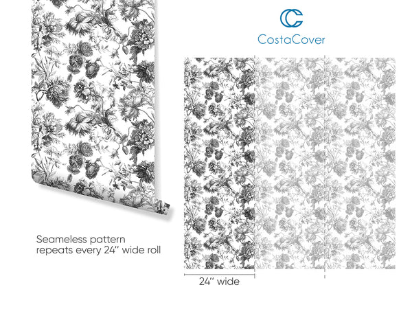 Black & White Flowers Wallpaper CC249