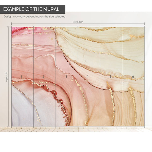 Pink Beige Watercolor ink Wall Mural CCM127 - CostaCover - Peel and stick Removable Wallpaper - abstract wallpaper - accent wallpaper - adhesive wallpaper