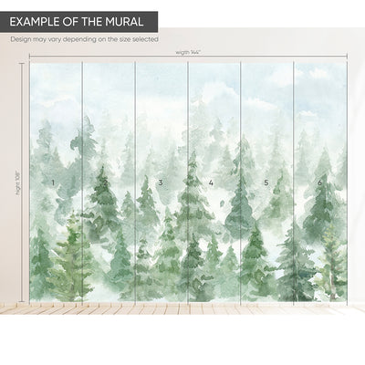 Green Watercolor Forest Wall Mural CCM111