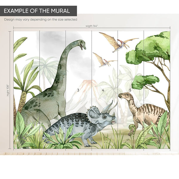 Dinosaurs in Jurassic Park Wall Mural CCM092 - CostaCover - Peel and stick Removable Wallpaper - accent wallpaper - adhesive wallpaper - bedroom wallpaper