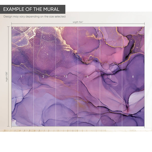 Very Peri Purple Watercolor Ink Wall Mural CCM056 - CostaCover - Peel and stick Removable Wallpaper - Abstract - abstract wall art - abstract wallpaper
