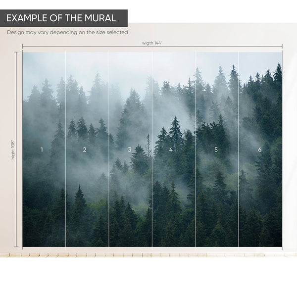 Misty Foggy Forest Wall Mural CCM033 - CostaCover - Peel and stick Removable Wallpaper - accent wallpaper - adhesive wallpaper - adhesive wallpaper design