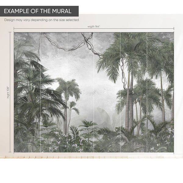 Mystic Jungle Tropical Wall Mural CCM087 - CostaCover - Peel and stick Removable Wallpaper - accent wallpaper - adhesive wallpaper - adhesive wallpaper design