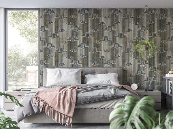 Art Deco Dark Waves Wallpaper CC173 - CostaCover - Peel and stick Removable Wallpaper - 