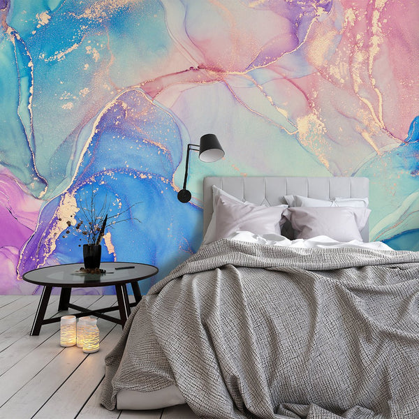 Pink Blue Purple Watercolor ink Wall Mural CCM068 - CostaCover - Peel and stick Removable Wallpaper - 3d wall murals - 3d wall painting - Abstract