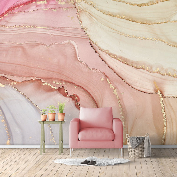 Pink Beige Watercolor ink Wall Mural CCM127 - CostaCover - Peel and stick Removable Wallpaper - abstract wallpaper - accent wallpaper - adhesive wallpaper