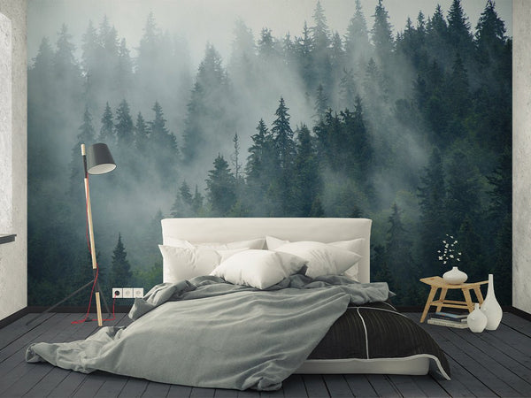 Misty Foggy Forest Wall Mural CCM033 - CostaCover - Peel and stick Removable Wallpaper - accent wallpaper - adhesive wallpaper - adhesive wallpaper design