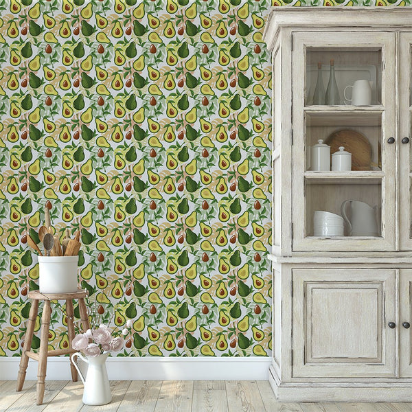 Yellow Green Avocado Wallpaper CC233 - CostaCover - Peel and stick Removable Wallpaper - Banana leaves wallpaper - botanical - colorful wallpaper
