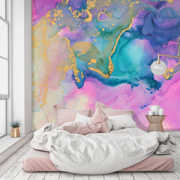 Colorful Watercolor Ink Wall Mural CCM058 - CostaCover - Peel and stick Removable Wallpaper - abstract wallpaper - accent wallpaper - adhesive wallpaper