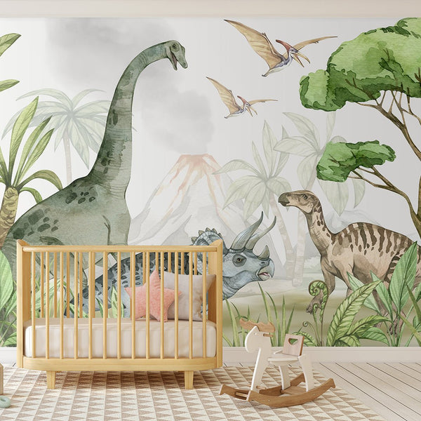Dinosaurs in Jurassic Park Wall Mural CCM092 - CostaCover - Peel and stick Removable Wallpaper - accent wallpaper - adhesive wallpaper - bedroom wallpaper