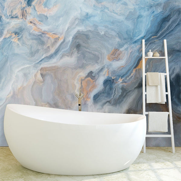 Blue & Gray Marble Texture Wall Mural CCM054 - CostaCover - Peel and stick Removable Wallpaper - 3d wall murals - 3d wall painting - Abstract