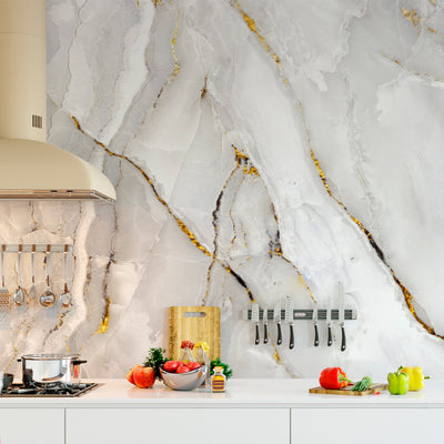 White & Gold Marble Texture Wall Mural CCM030