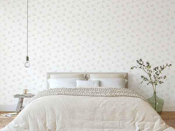 Art Deco Beige Blooms Wallpaper CC210 - CostaCover - Peel and stick Removable Wallpaper - adhesive wallpaper - art deco - art deco bathroom