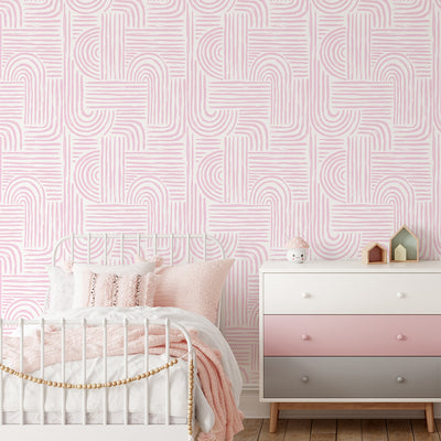 Pink Boho Lines Wallpaper CC277