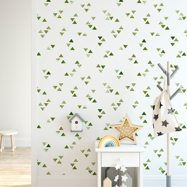 Minimalistic Green Triangle Wallpaper CC263 - CostaCover - Peel and stick Removable Wallpaper - abstract wallpaper - accent wallpaper - adhesive wallpaper