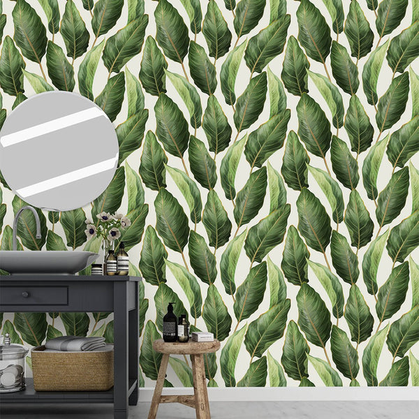 Tropical Banana Leaves Wallpaper CC220 - CostaCover - Peel and stick Removable Wallpaper - Banana leaves - Banana leaves wallpaper - dining room wallpaper