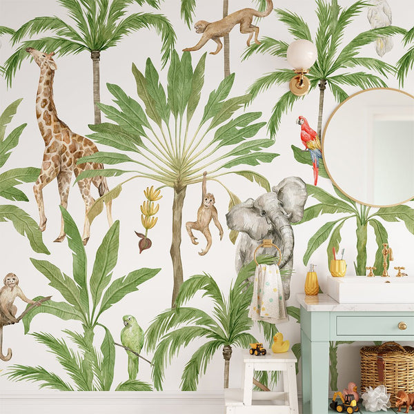 Animal Safari Wall Mural CCM066 - CostaCover - Peel and stick Removable Wallpaper - accent wallpaper - adhesive wallpaper - animal print