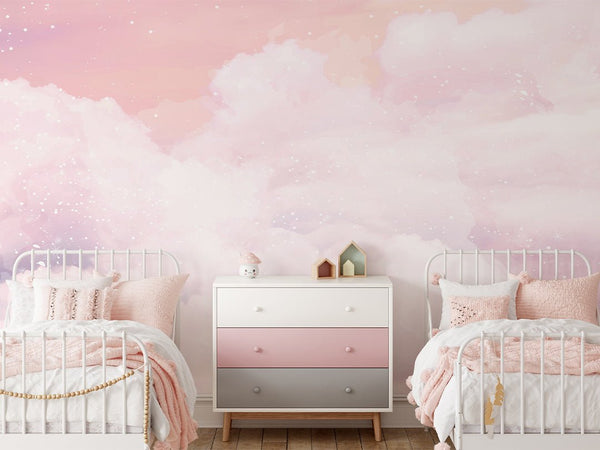 Pink Purple Cloud Wall Mural CCM084 - CostaCover - Peel and stick Removable Wallpaper - 3d wall murals - 3d wall painting - Abstract