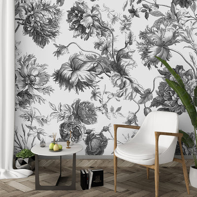 Black & White Flowers Wall Mural CCM052