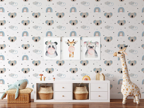 Cute Koala Nursery Wallpaper CC237 - CostaCover-Peel and stick Removable Wallpaper-adhesive wallpaper-boywall-custom made