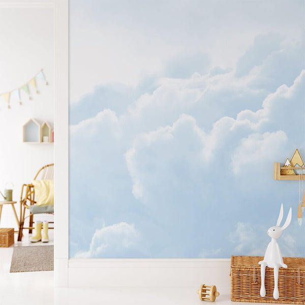 Pastel Blue Sky & Clouds Wall Mural CCM023 - CostaCover - Peel and stick Removable Wallpaper - Abstract - abstract wallpaper - accent wallpaper