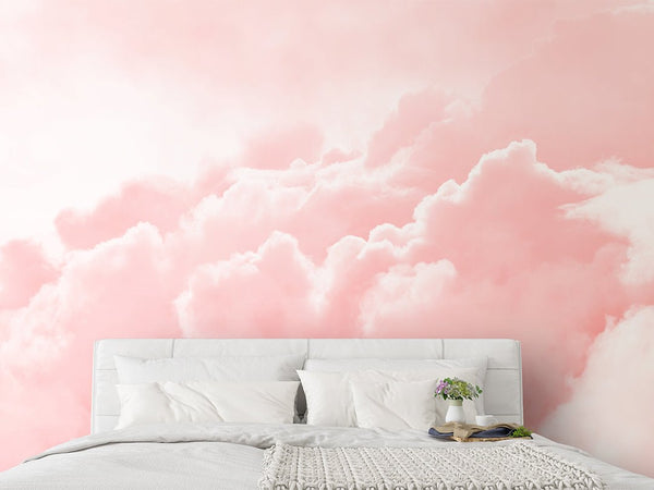 Pastel Pink Sky & Clouds Wall Mural CCM021 - CostaCover - Peel and stick Removable Wallpaper - abstract wallpaper - accent wallpaper - adhesive wallpaper