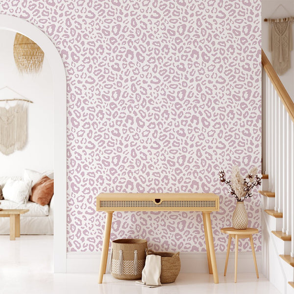 Pink Leopard Spots Wallpaper CC221 - CostaCover - Peel and stick Removable Wallpaper - animal print - Animal print wallpaper - bedroom interior