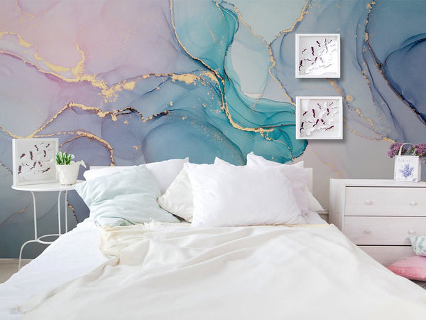 Blue Pink Purple Watercolor Ink Wall Mural CCM060 - CostaCover - Peel and stick Removable Wallpaper - accent wallpaper - adhesive wallpaper - alcohol ink print