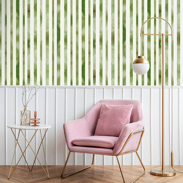 Green Vertical Lines Wallpaper CC264 - CostaCover - Peel and stick Removable Wallpaper - abstract lines - abstract wallpaper - accent wallpaper