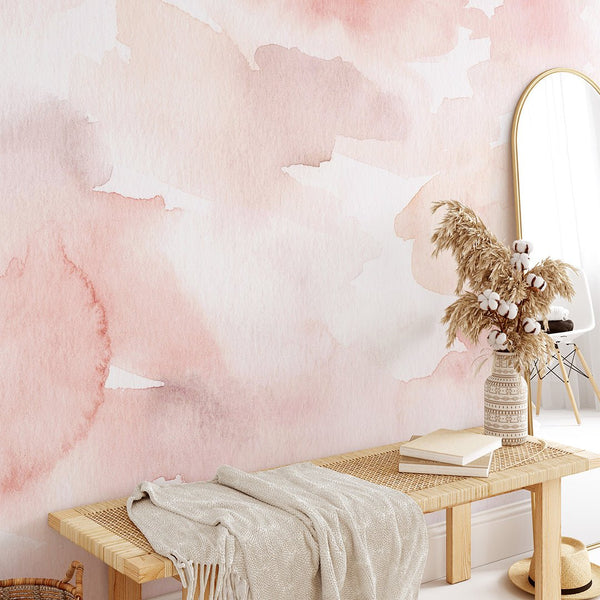 Pink Watercolor Painting Wall Mural CCM104 - CostaCover - Peel and stick Removable Wallpaper - 3d wall painting - Abstract - abstract wallpaper