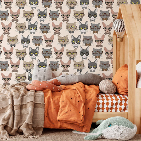 Cute Cats Wallpaper CC036 - CostaCover - Peel and stick Removable Wallpaper - abstract wallpaper - adhesive wallpaper - animal print