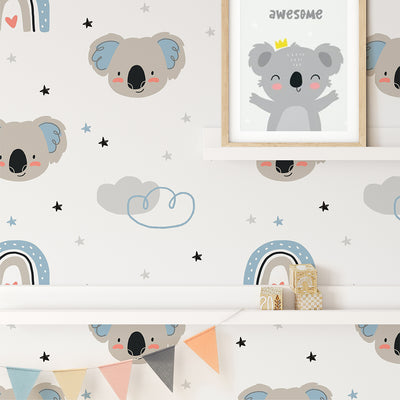 Self Adhesive Cute Koala Animals Print Kids Removable Wallpaper CC237