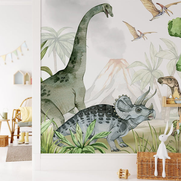 Dinosaurs in Jurassic Park Wall Mural CCM092 - CostaCover - Peel and stick Removable Wallpaper - accent wallpaper - adhesive wallpaper - bedroom wallpaper