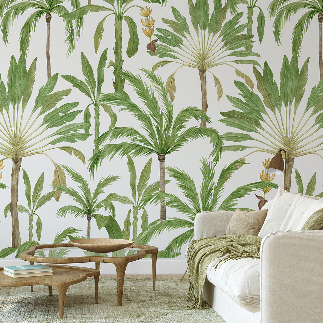 Exotic Palms Repeated Wall Mural Tropical Self Adhesive Decal CCM067