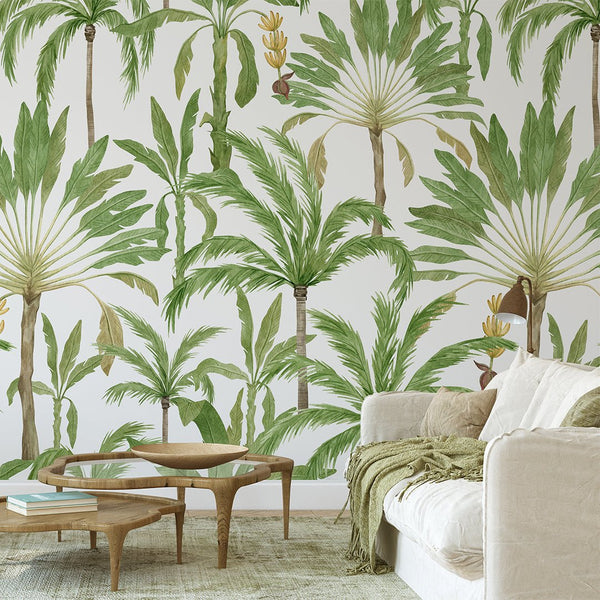 Exotic Palms Wall Mural CCM067 - CostaCover - Peel and stick Removable Wallpaper - accent wallpaper - adhesive wallpaper - adhesive wallpaper design
