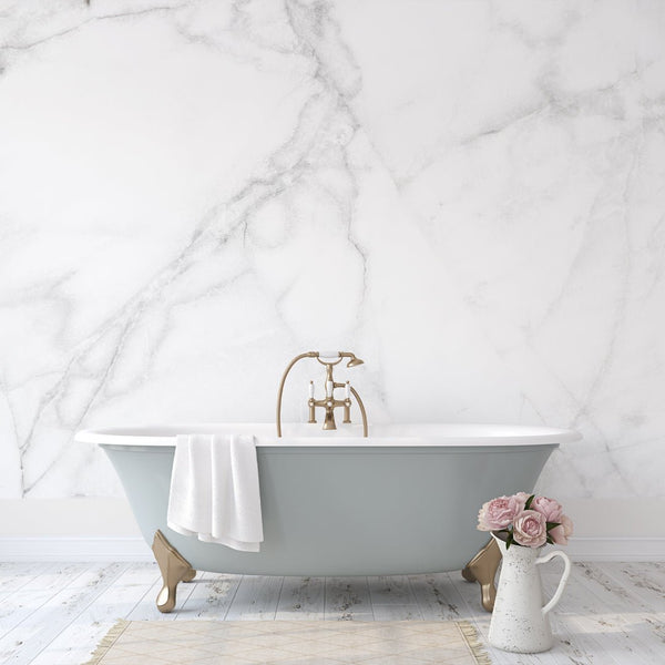 White & Gray Marble Texture Wall Mural CCM126 - CostaCover - Peel and stick Removable Wallpaper - abstract wallpaper - accent wallpaper - adhesive wallpaper