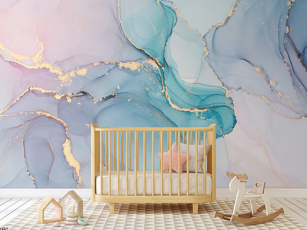 Blue Pink Purple Watercolor Ink Wall Mural CCM060 - CostaCover - Peel and stick Removable Wallpaper - accent wallpaper - adhesive wallpaper - alcohol ink print