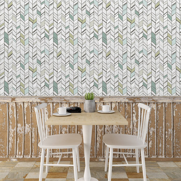 Herringbone Chevron Wallpaper CC197 - CostaCover - Peel and stick Removable Wallpaper - adhesive wallpaper - arrow feather - Backsplash panels