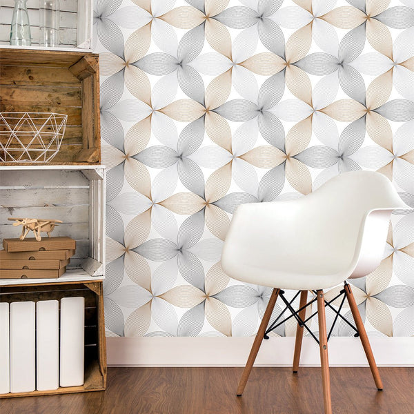 Geometric Linear Flower Petal Wallpaper CC184 - CostaCover - Peel and stick Removable Wallpaper - Abstract - abstract wallpaper - adhesive wallpaper