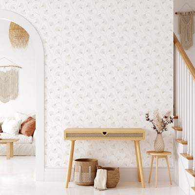 Art Deco Beige Blooms Self Adhesive Wallpaper CC210